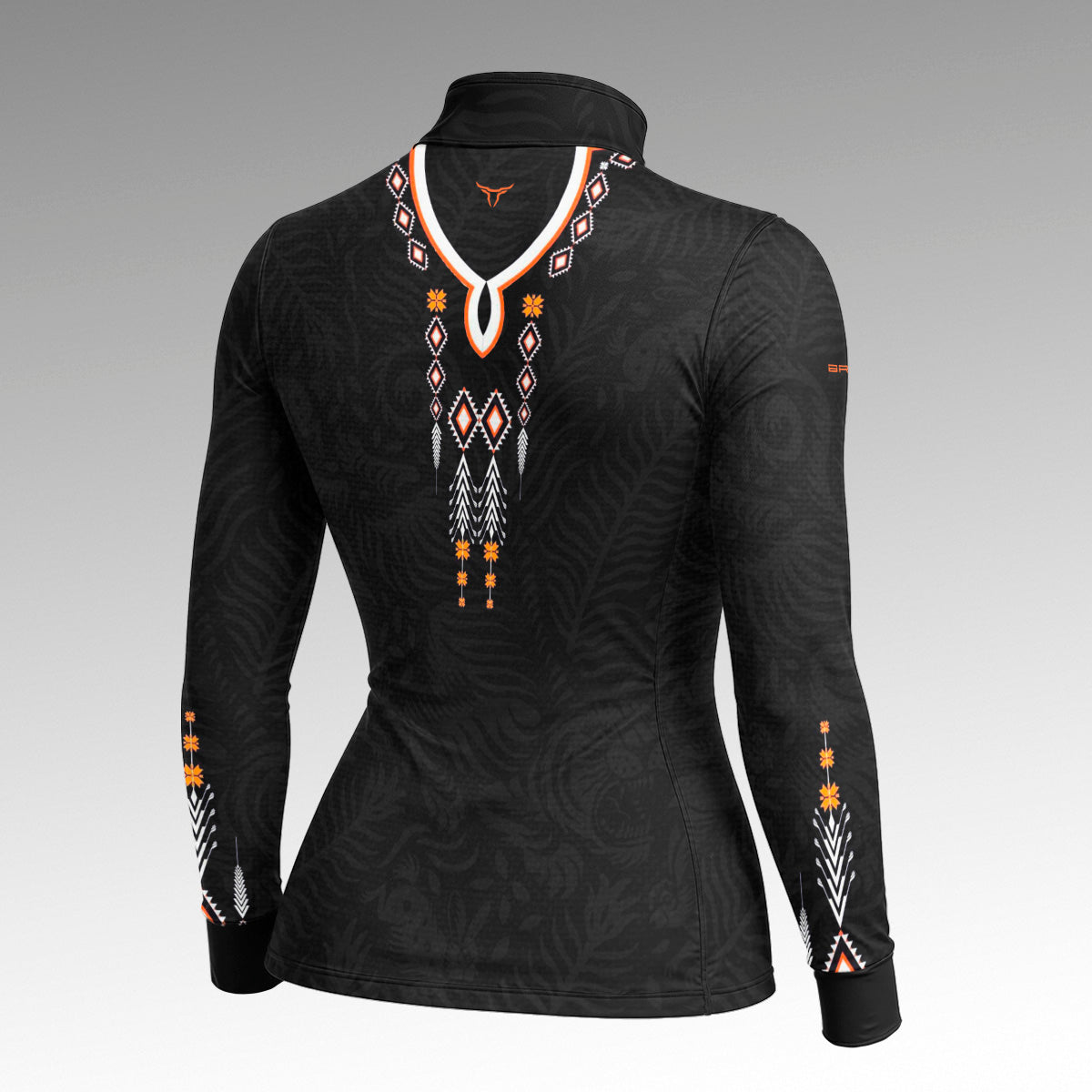 Camisa Feminina Apache Laranja Preta e Branco com UV50 - Brk Agro