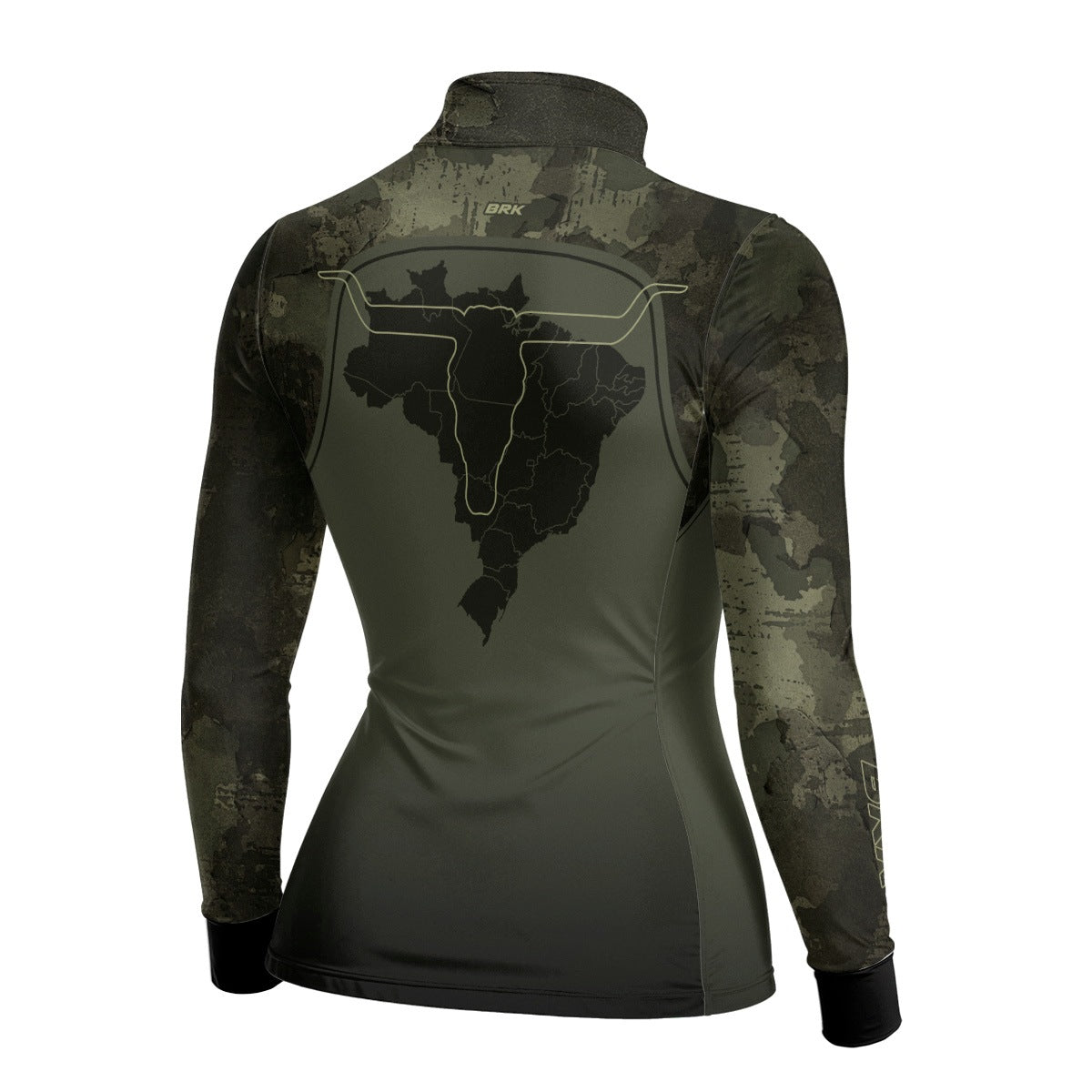 Camisa Feminina Agro Brk Camu Verde Long Horn com Proteção Solar UV50+ - Brk Agro