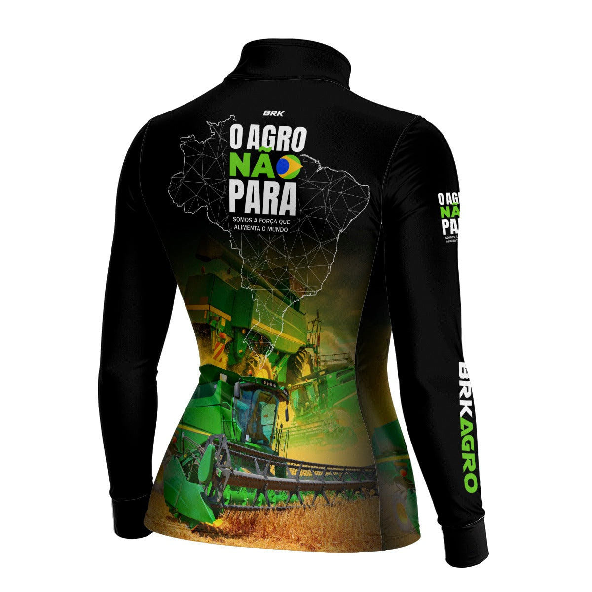 Camisa Agro Feminina Brk O Agro Não Para Trator Verde com UV50+ - Brk Agro