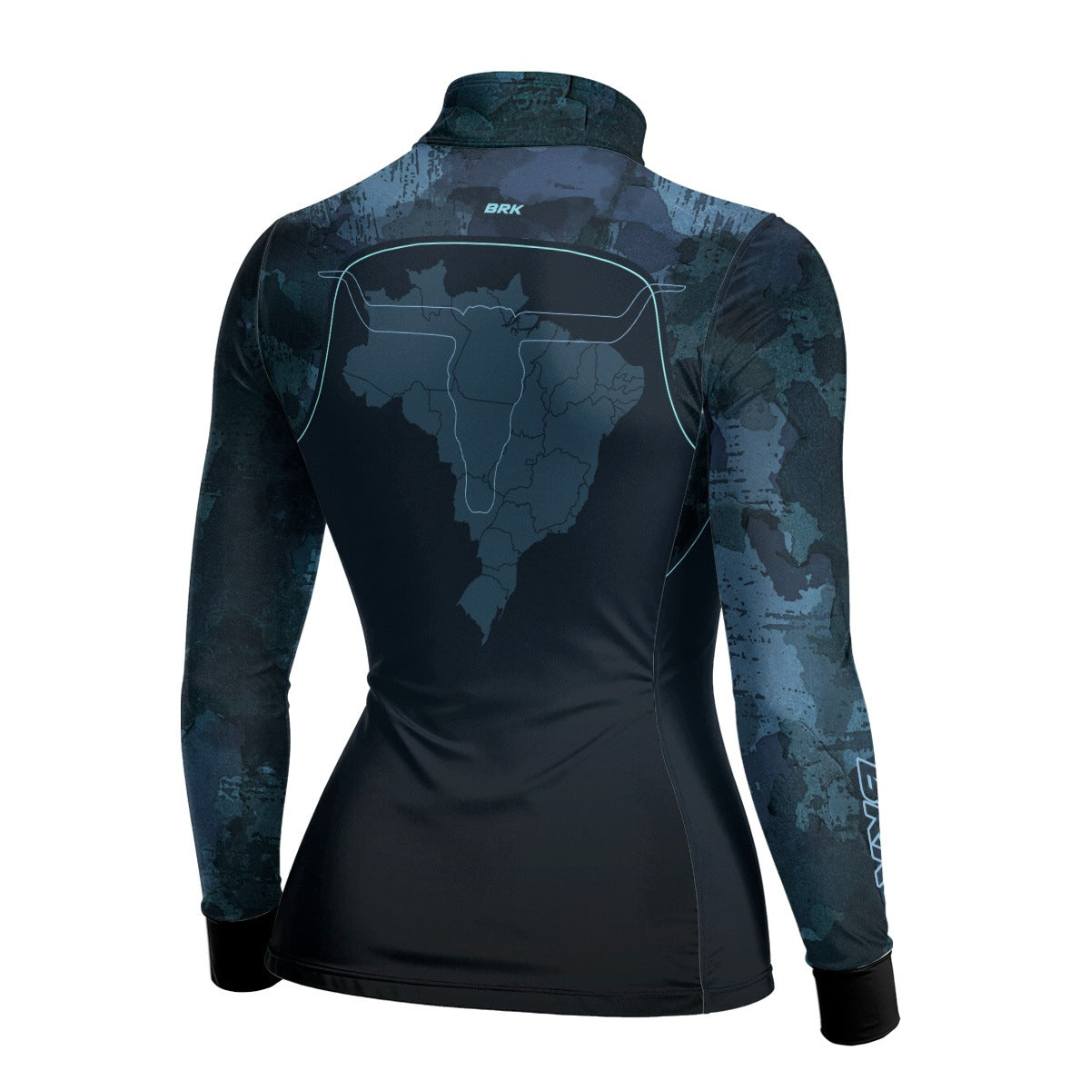 Camisa Agro Feminina Brk Camo Long Horn Brasil Azul com Proteção Solar UV50+ - Brk Agro