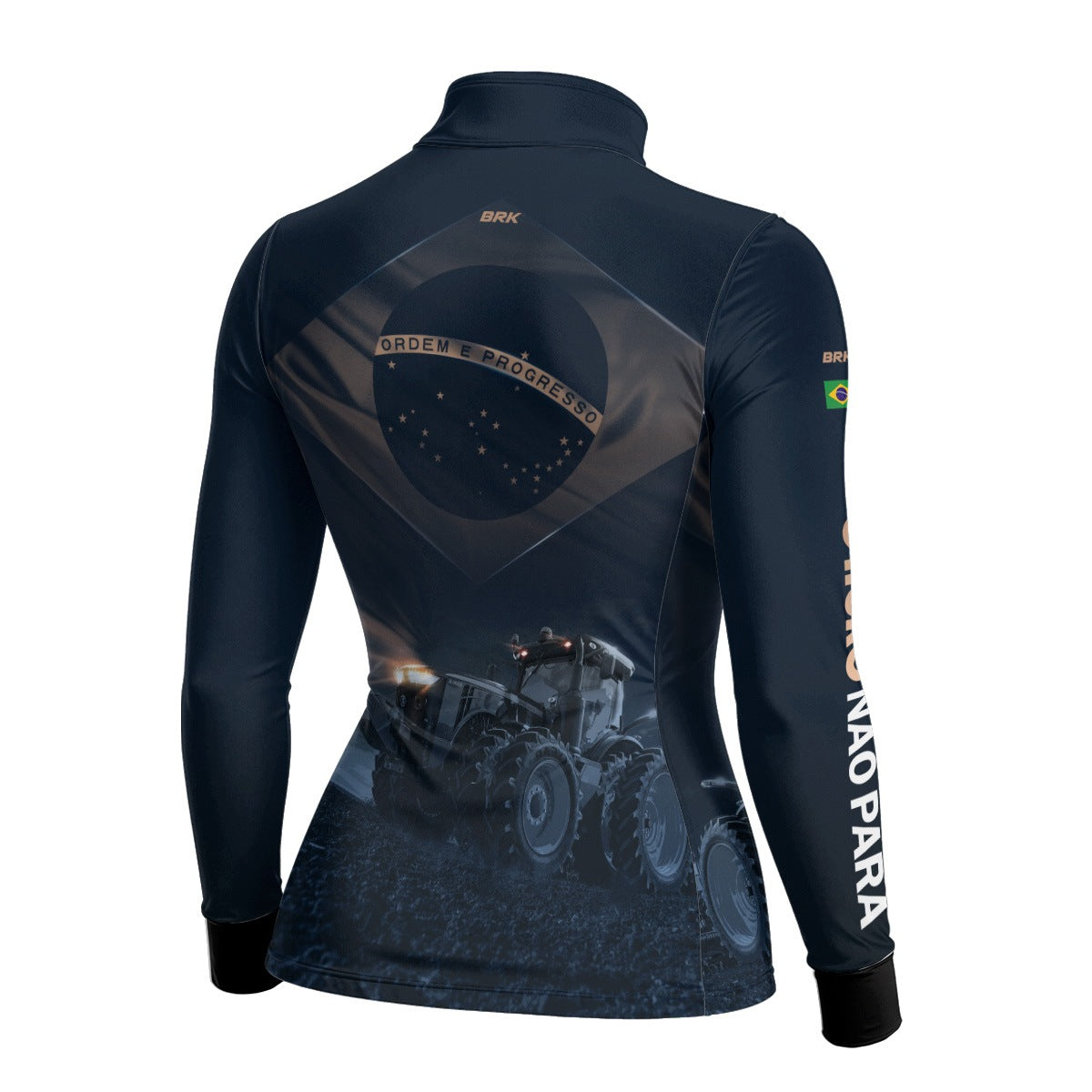 Camisa Agro Feminina Brk Azul Trator Bandeira do Brasil com Proteção Solar UV50+ - Brk Agro