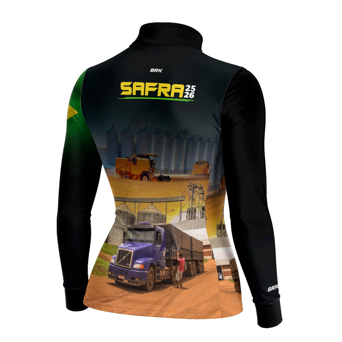 Camisa Agro Feminina Brk Safra Caminhão Preto com Proteção Solar UV50+ - Brk Agro