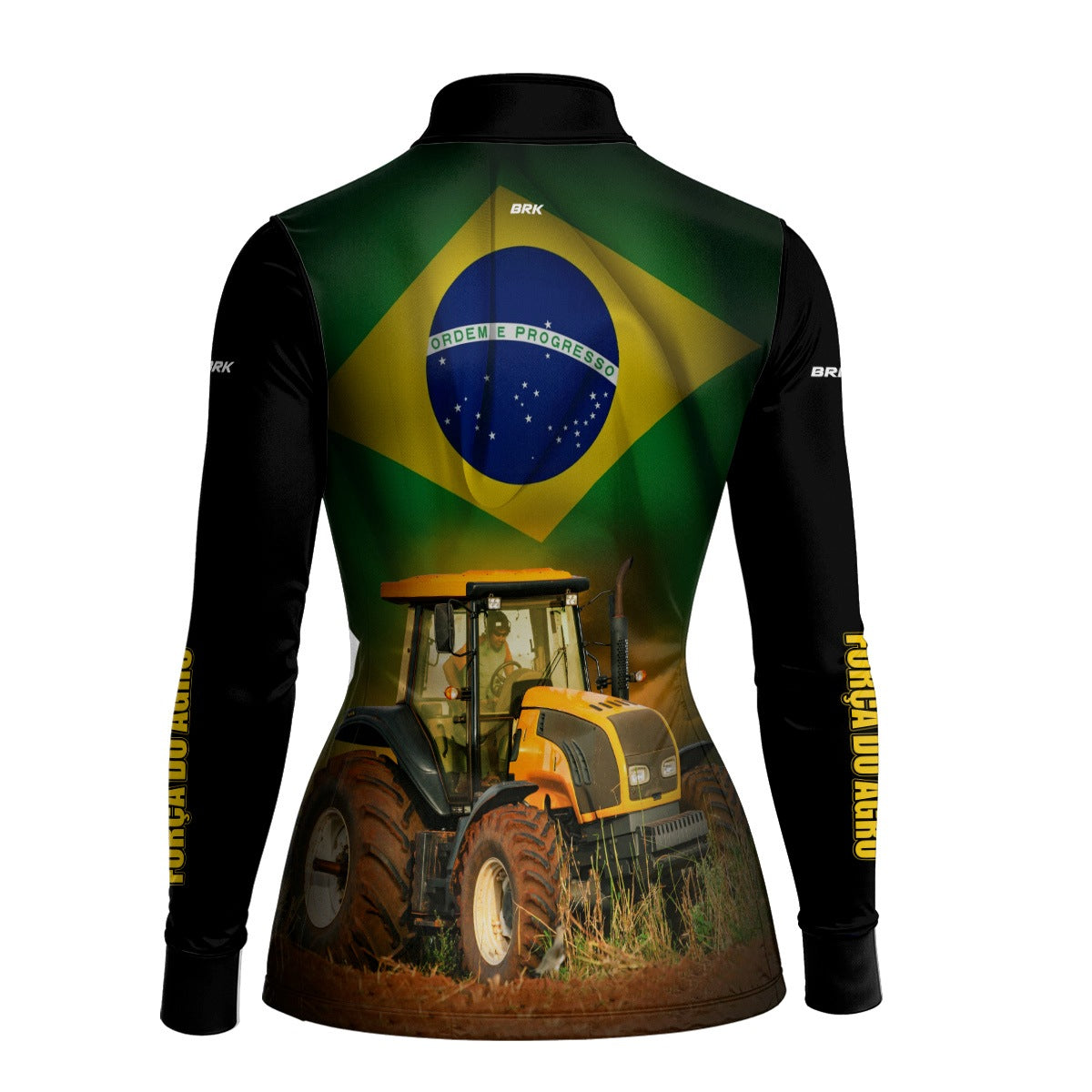 Camisa Agro Feminina Brk Brasil Trator Amarelo com Proteção Solar UV50+ - Brk Agro