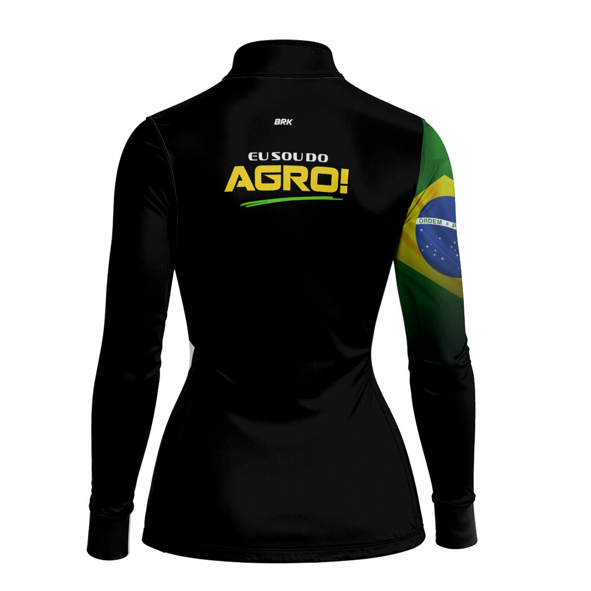 Camisa UV50 Agro Feminina Brk Eu Sou do Agro Preta Básica Bandeira do Brasil - Brk Agro