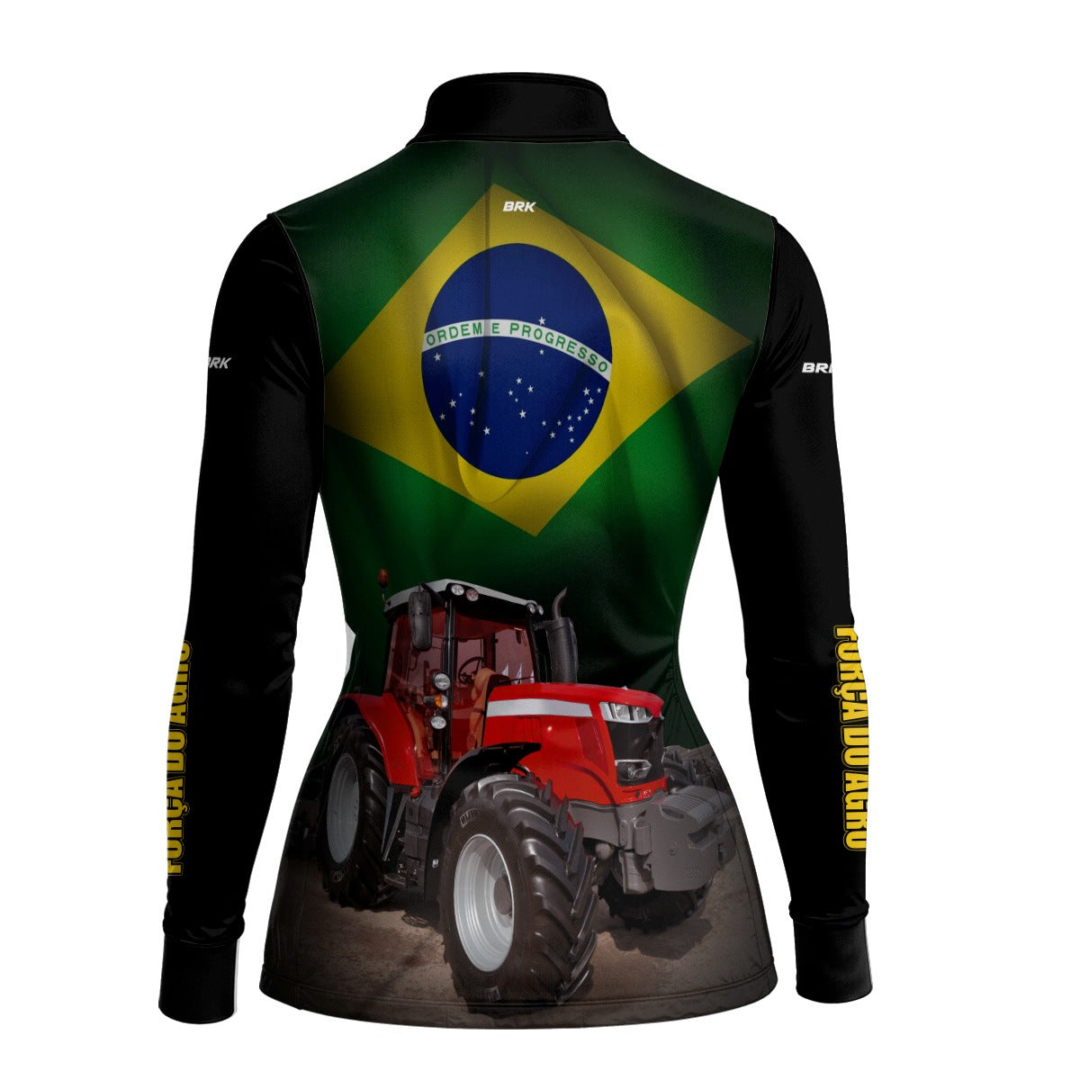 Camisa Agro Feminina Brk Trator Vermelho Bandeira do Brasil com Proteção UV50+ - Brk Agro