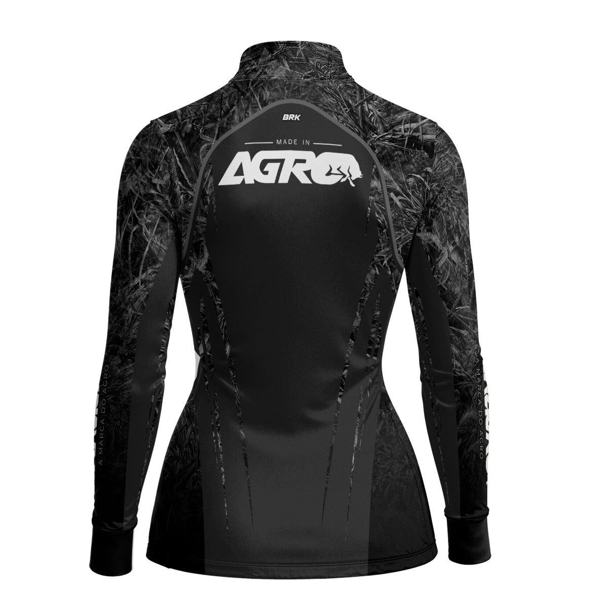 Camisa Agro Feminina Brk Camuflado Real Tree Preta com Proteção Solar UV50+ - Brk Agro