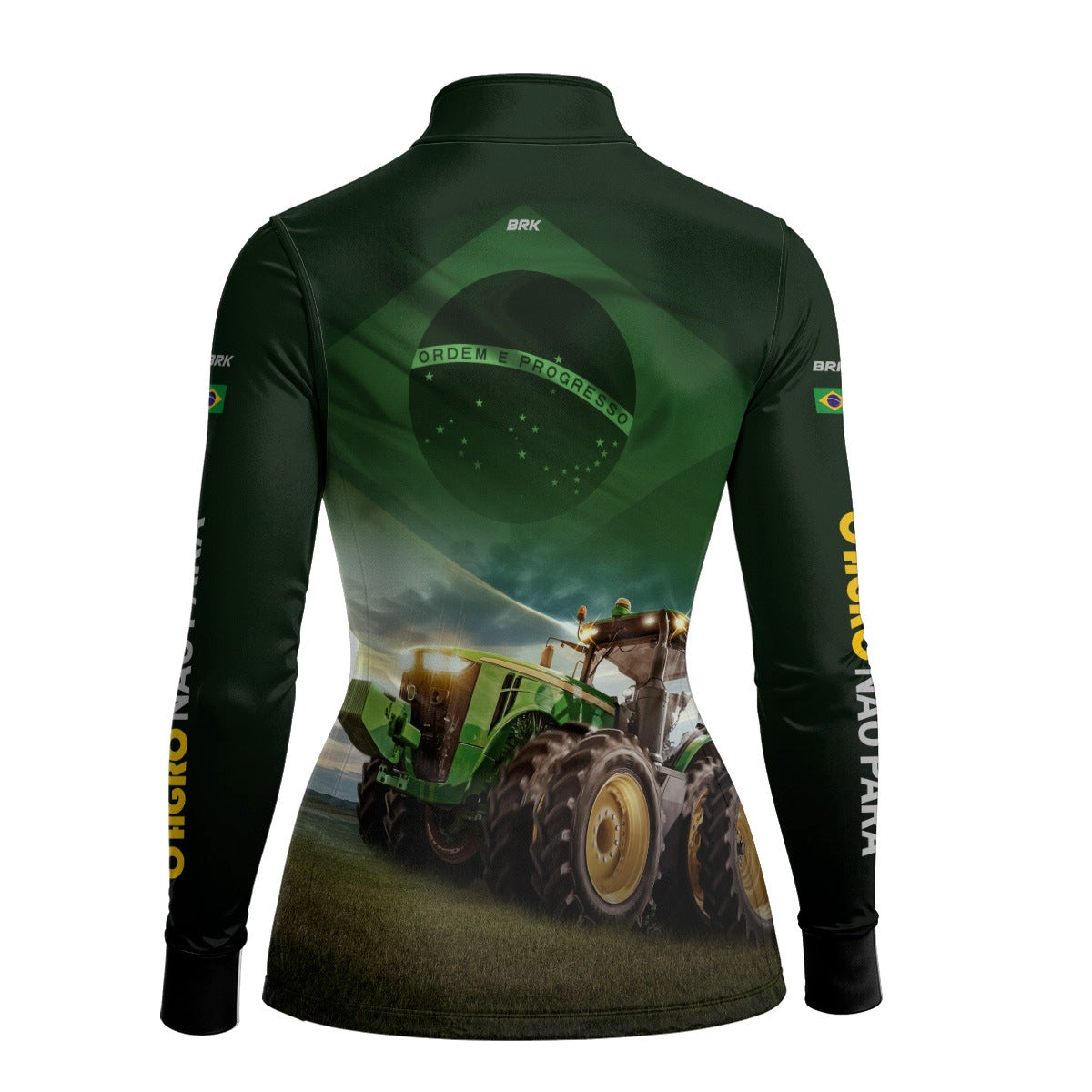 Camisa Agro Feminina Brk Verde Trator Bandeira do Brasil com Proteção Solar UV50+ - Brk Agro