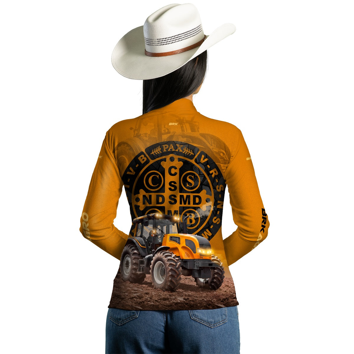 Camisa Agro Brk Trator São Bento Laranja com Proteção Solar UV50+ - BRK AGRO