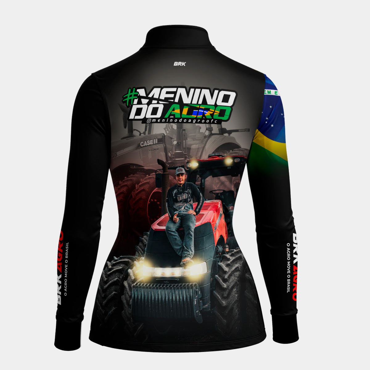 Camisa Feminina Agro Brk Menino do Agro Trator Vermelho com Proteção Solar UV50+