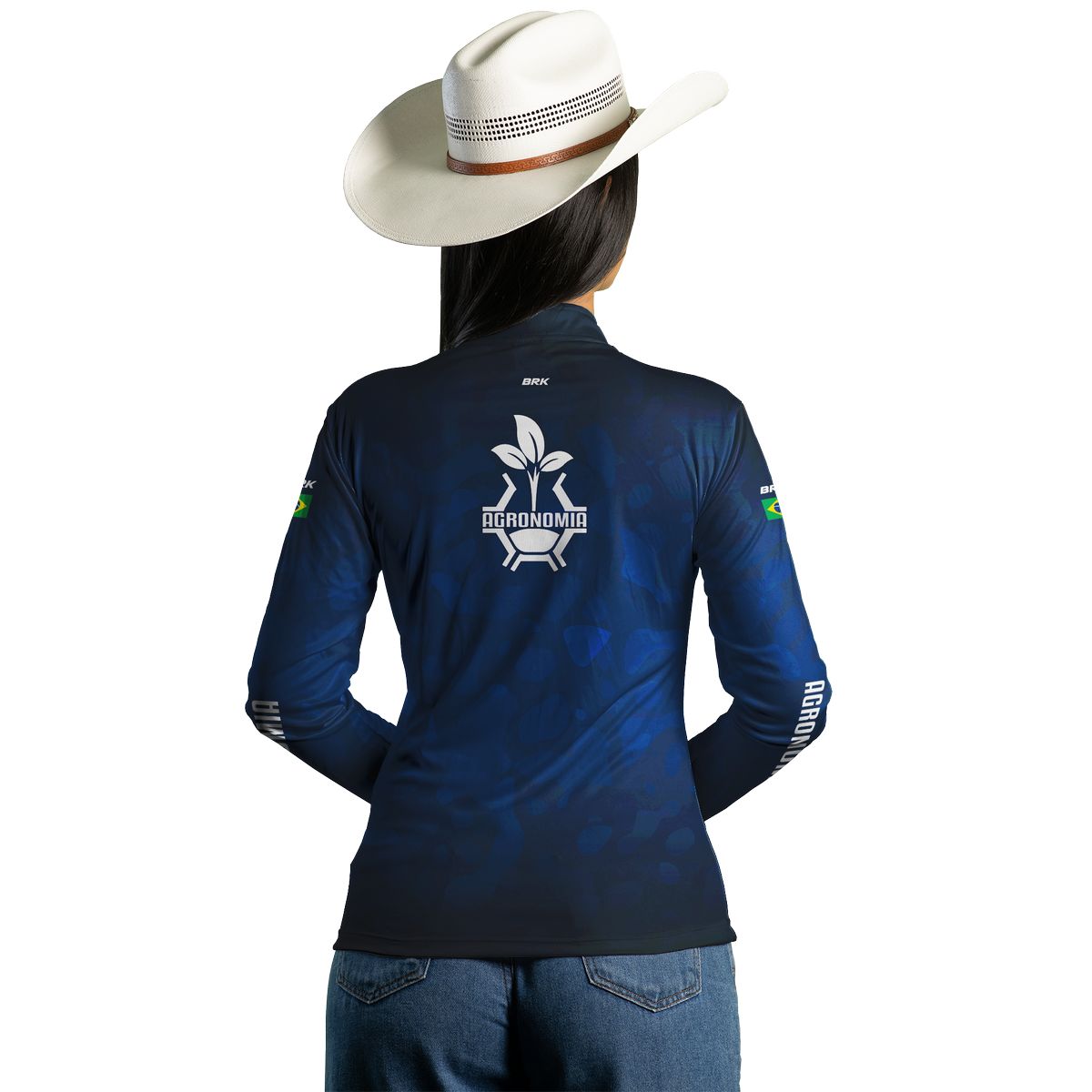 Camisa Agro Feminina Brk Azul Símbolo Agronomia com UV50+ - Brk Agro