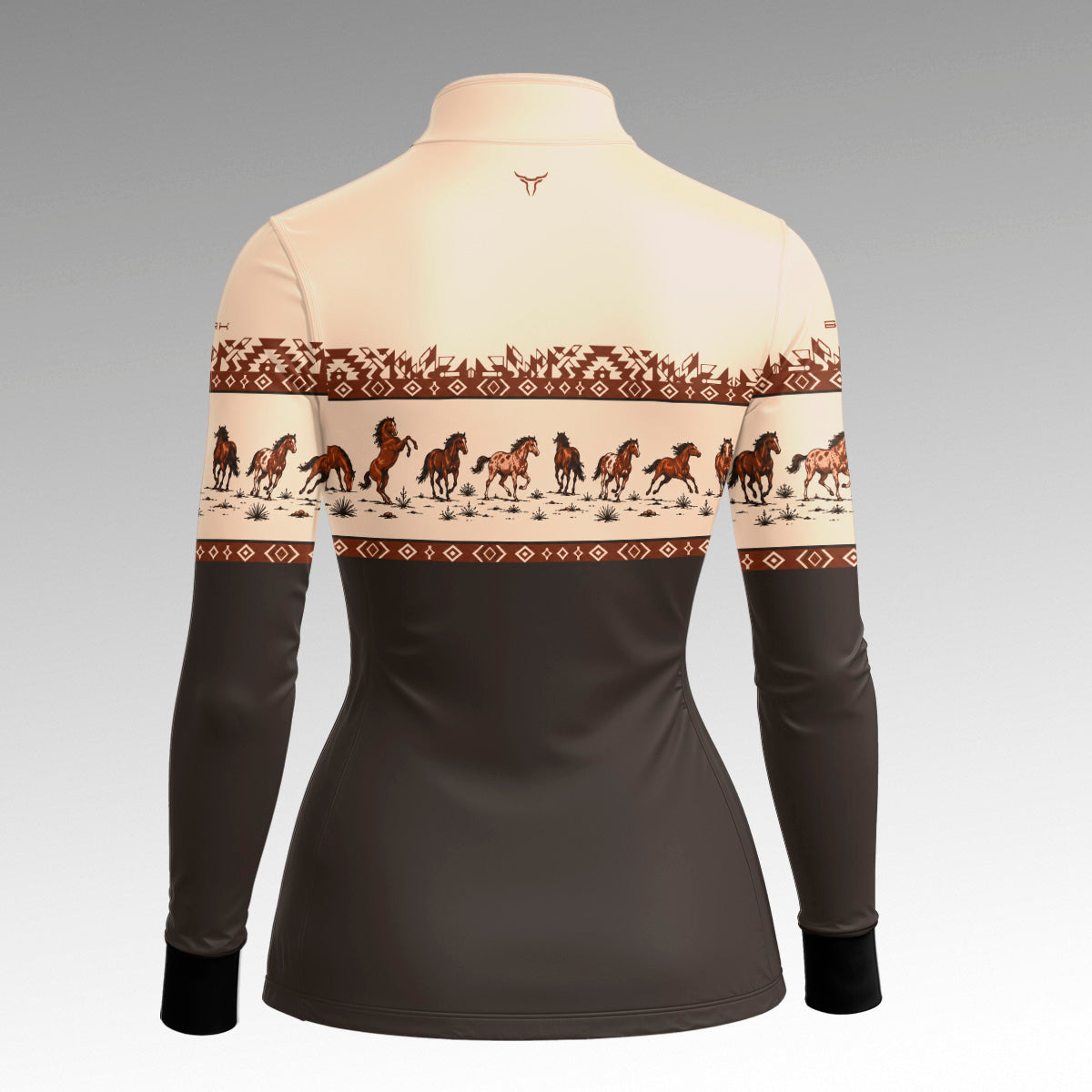Camisa Feminina Apache Cavalos Marrom com UV50 - Brk Agro