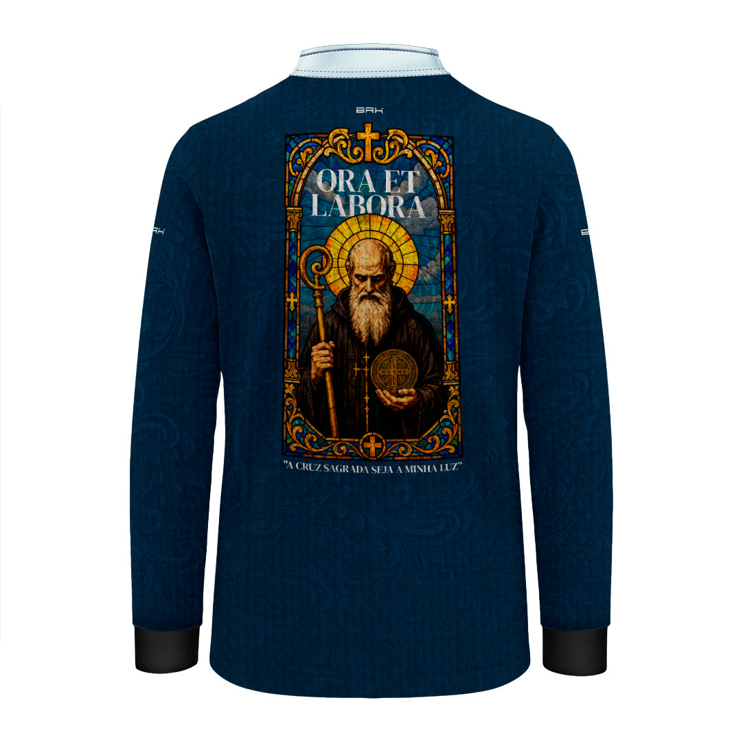 Camisa Agro Infantil Brk São Bento Vitral Azul com Proteção UV50+