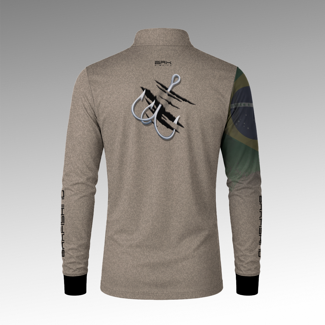 Camisa de Pesca Brk Garateia Clean Bandeira Brasil com Proteção Solar UV50+