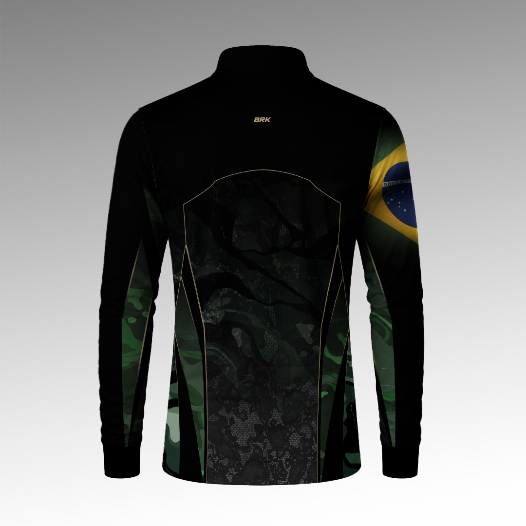 Camisa Agro Brk Camuflada Bandeira do Brasil com Proteção Uv50+ - Tamanho: M