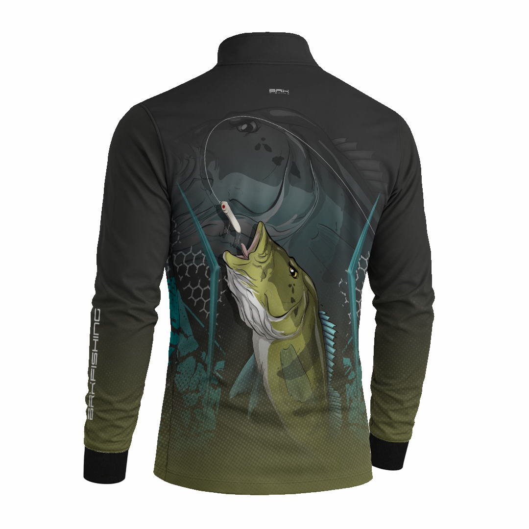 Camisa de Pesca Azul e Preta Brk Tucunaré Azul com UV50+
