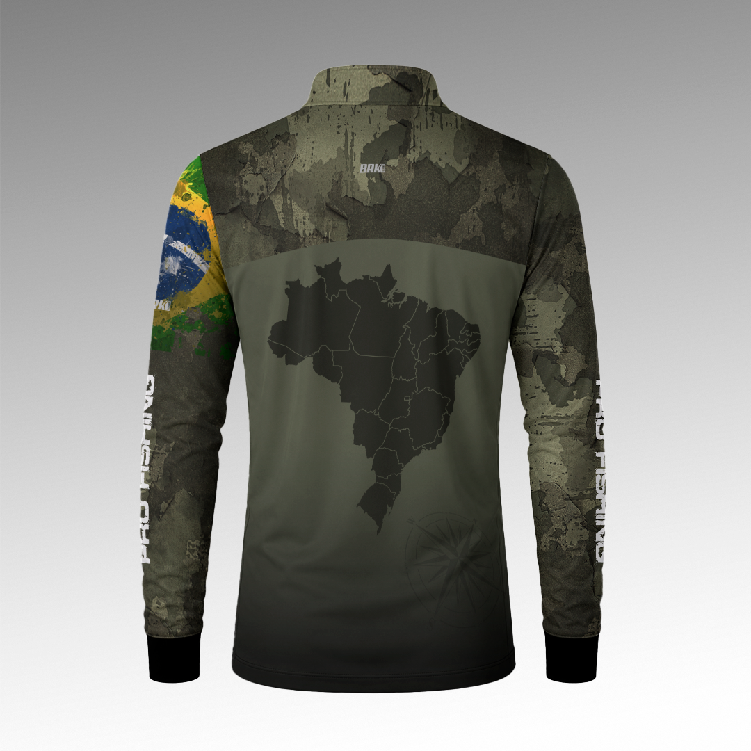 Camisa Agro Brk Bussola Brasil Camuflada com Proteção Uv50+ - Tamanho: G2