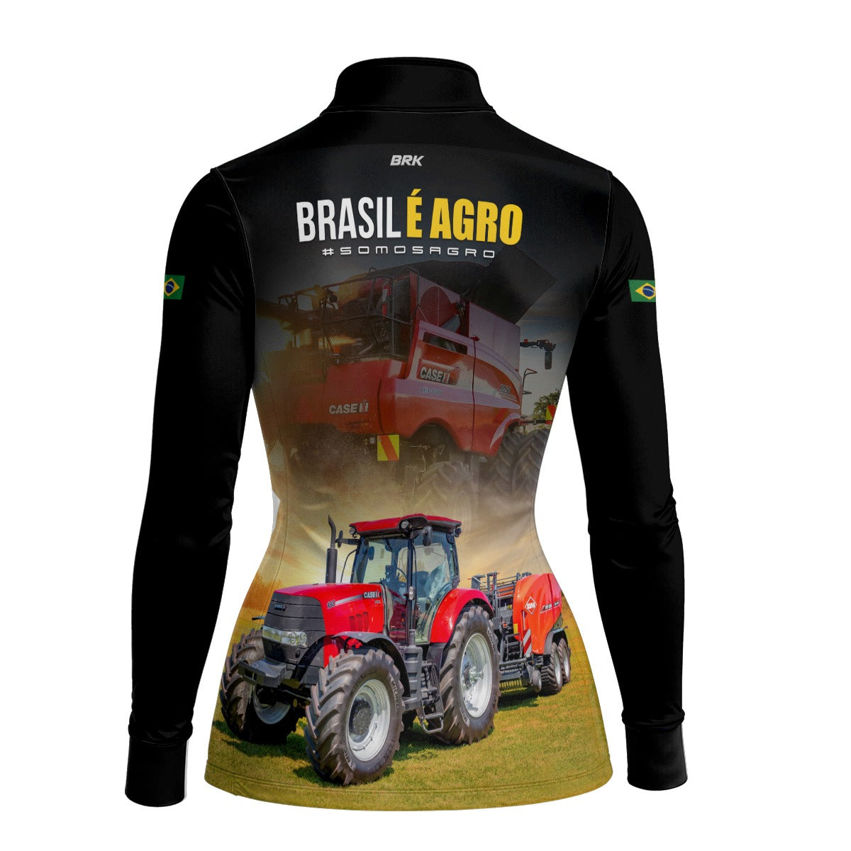 Camisa Agro Feminina Brk Trator Vermelho Brasil é Agro com Proteção UV50 - Brk Agro