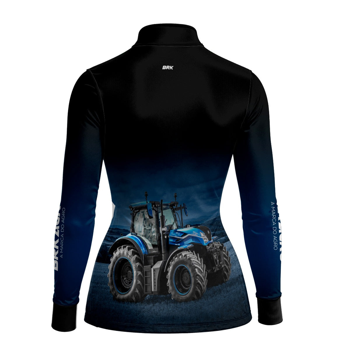 Camisa Agro Feminina Brk Preta Degradê Azul Trator T7 com Proteção Solar UV50+ - Brk Agro