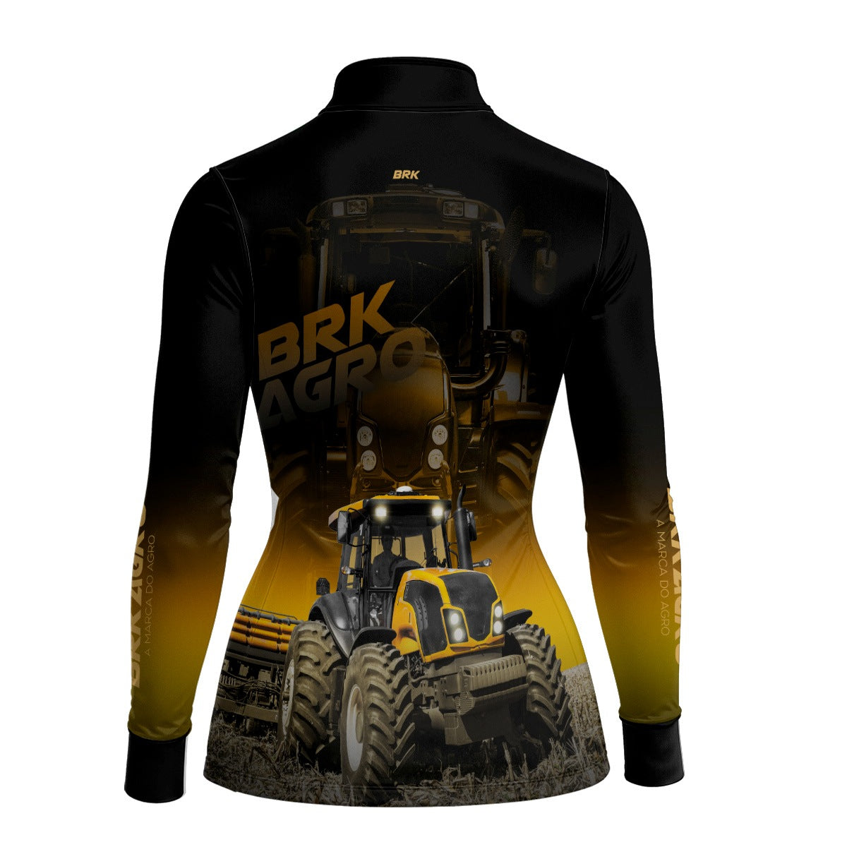 Camisa Agro Feminina Brk Trator BM115 Preto e Amarelo com Proteção Solar UV50+ - Brk Agro