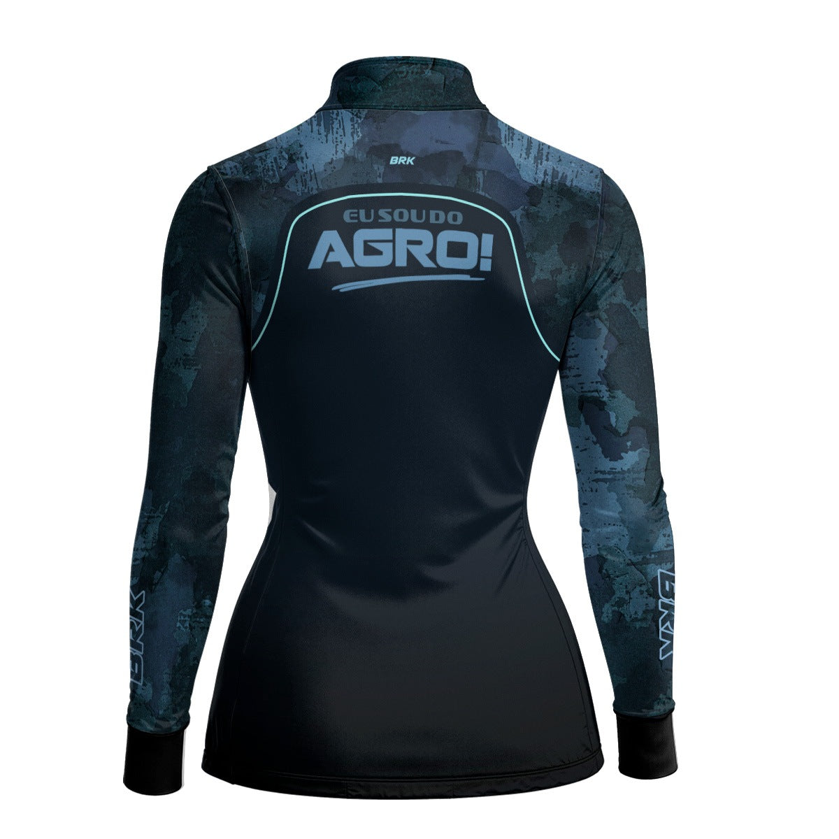 Camisa Agro Feminina Brk Eu Sou Do Agro Camo Azul com Proteção Solar UV50+ - Brk Agro