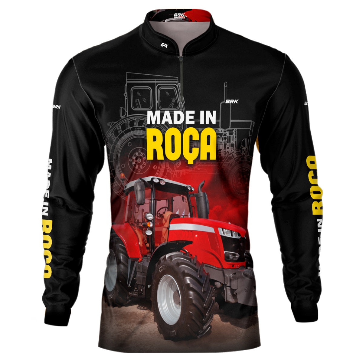 Camisa Agro Brk Made in Roça Trator Vermelho com Proteção Solar UV50+ - Brk Agro