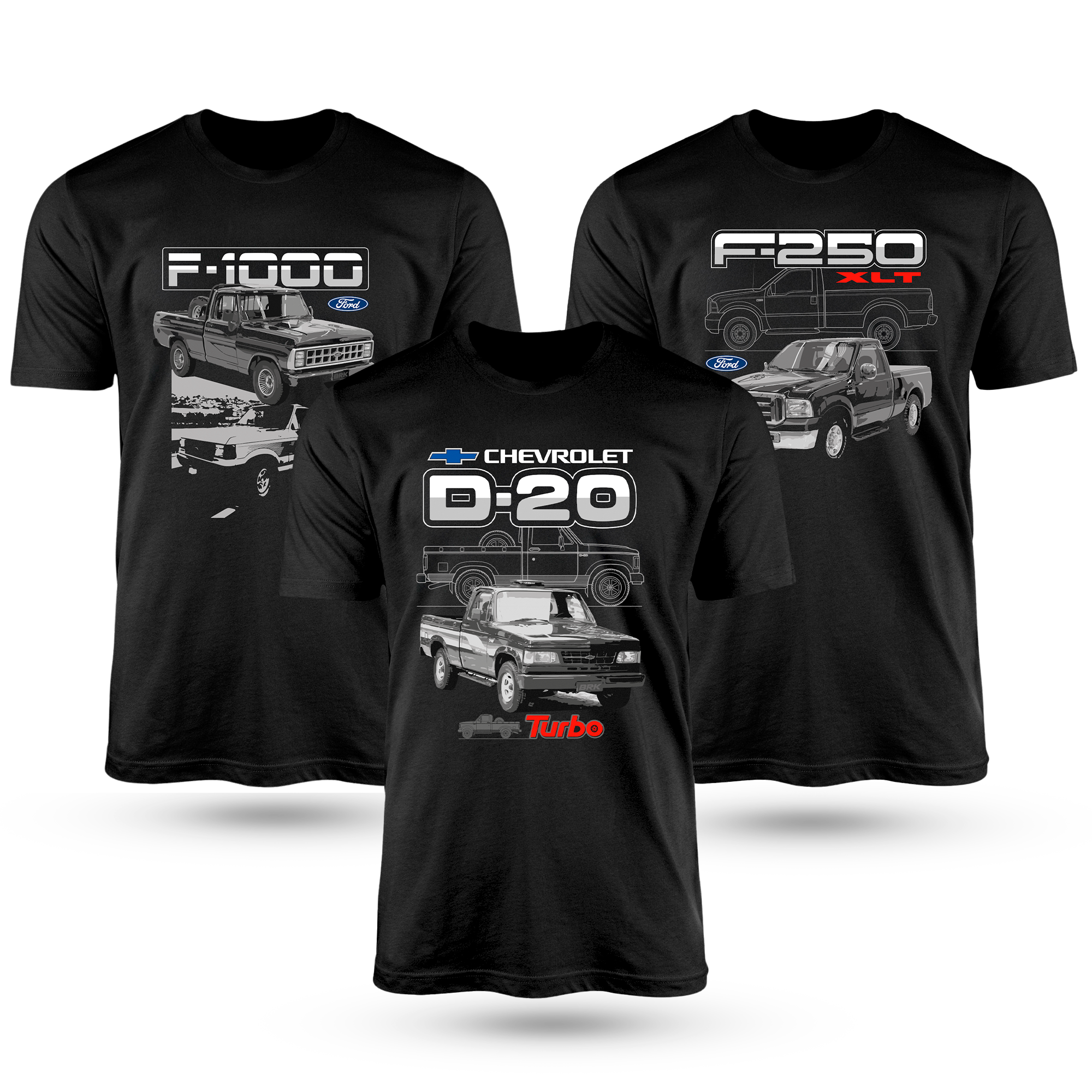 Kit Com 3 Camisetas De Algodão Coleção Caminhonetes - Brk Agro