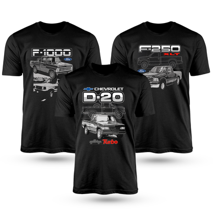 Kit Com 3 Camisetas De Algodão Coleção Caminhonetes