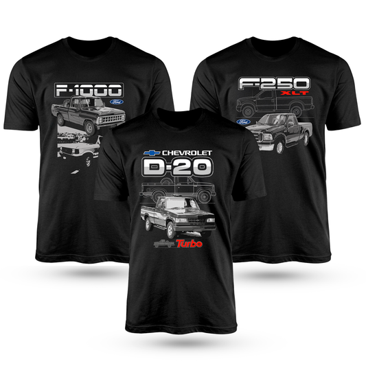 Kit Com 3 Camisetas De Algodão Coleção Caminhonetes