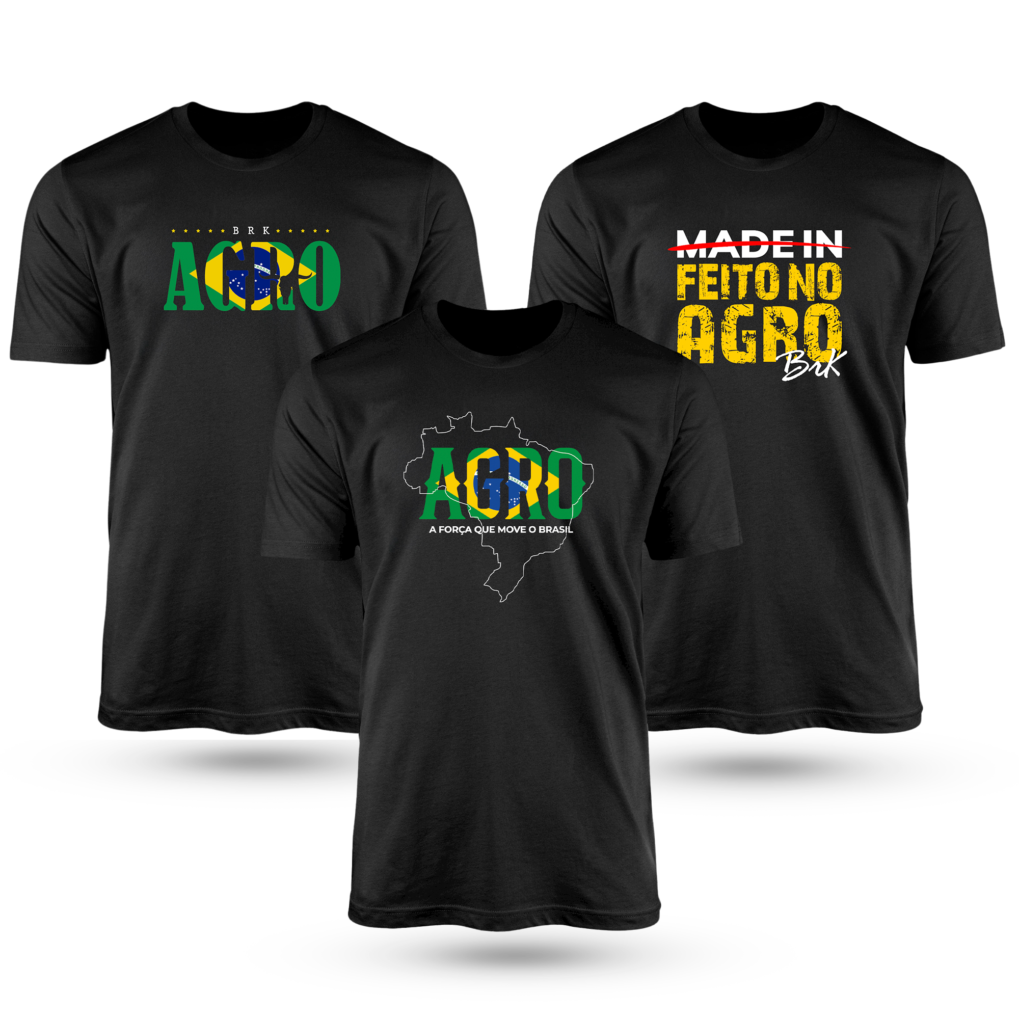 Kit Com 3 Camisetas De Algodão Coleção Agro - Brk Agro