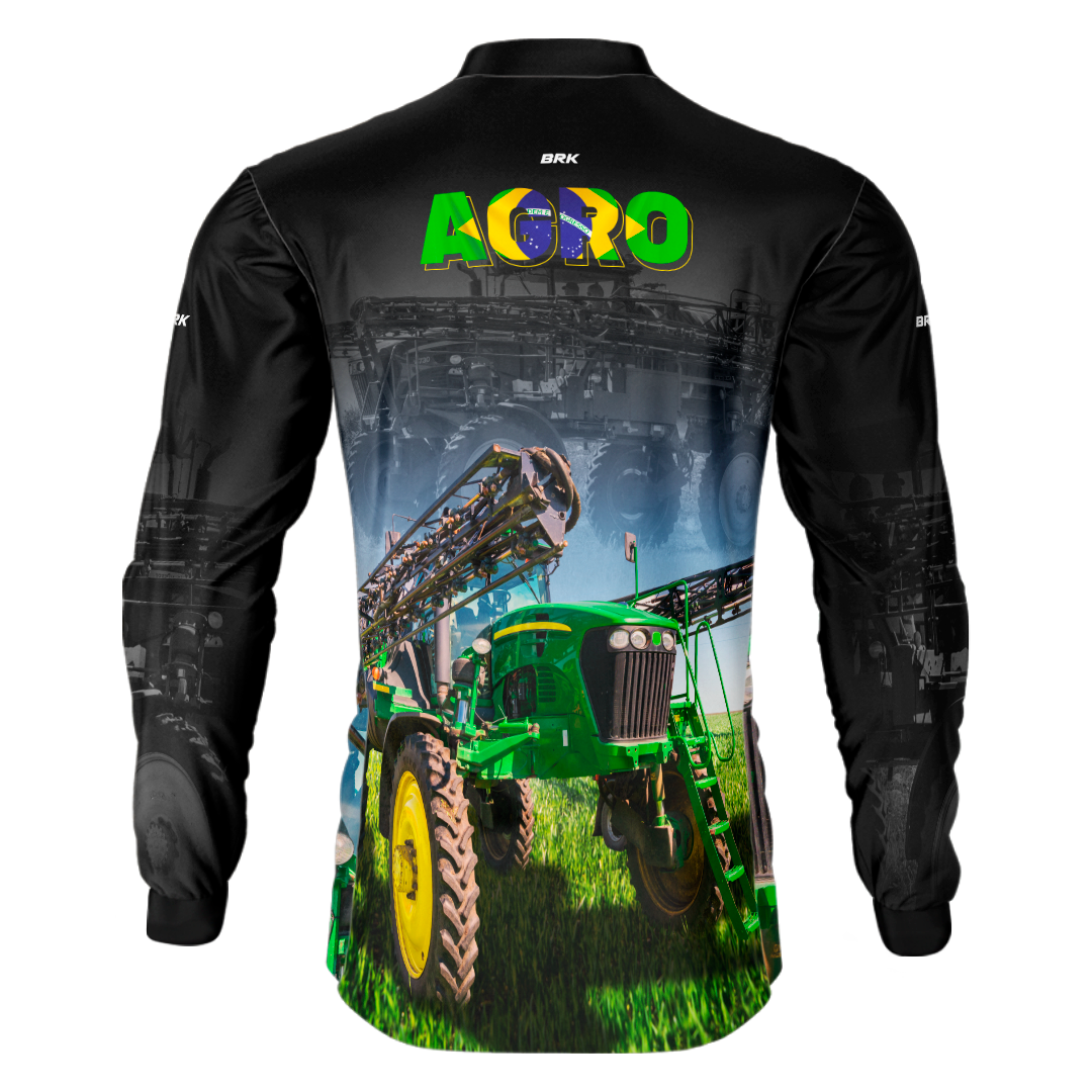 Camisa Agro Brk Preta Agro Pulverizador com UV50+ - Brk Agro