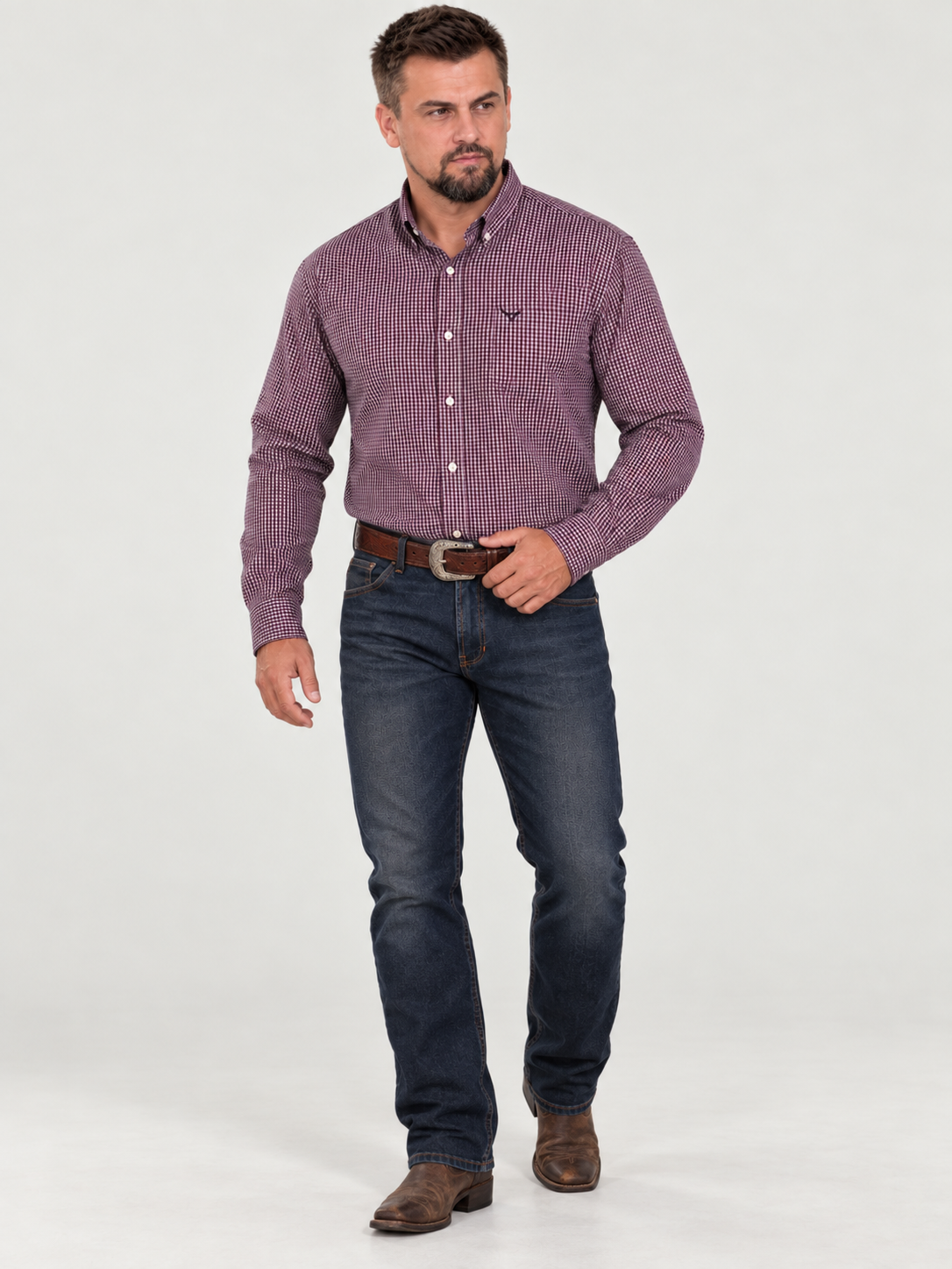 Camisa Xadrez Farm Preto e Roxo - Manga Longa
