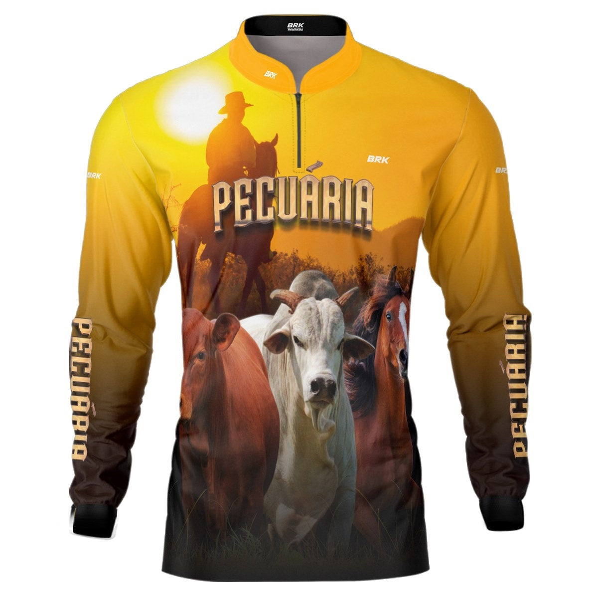 Camisa Agro Brk Pecuária Amarela com Proteção Solar UV50+ - BRK AGRO