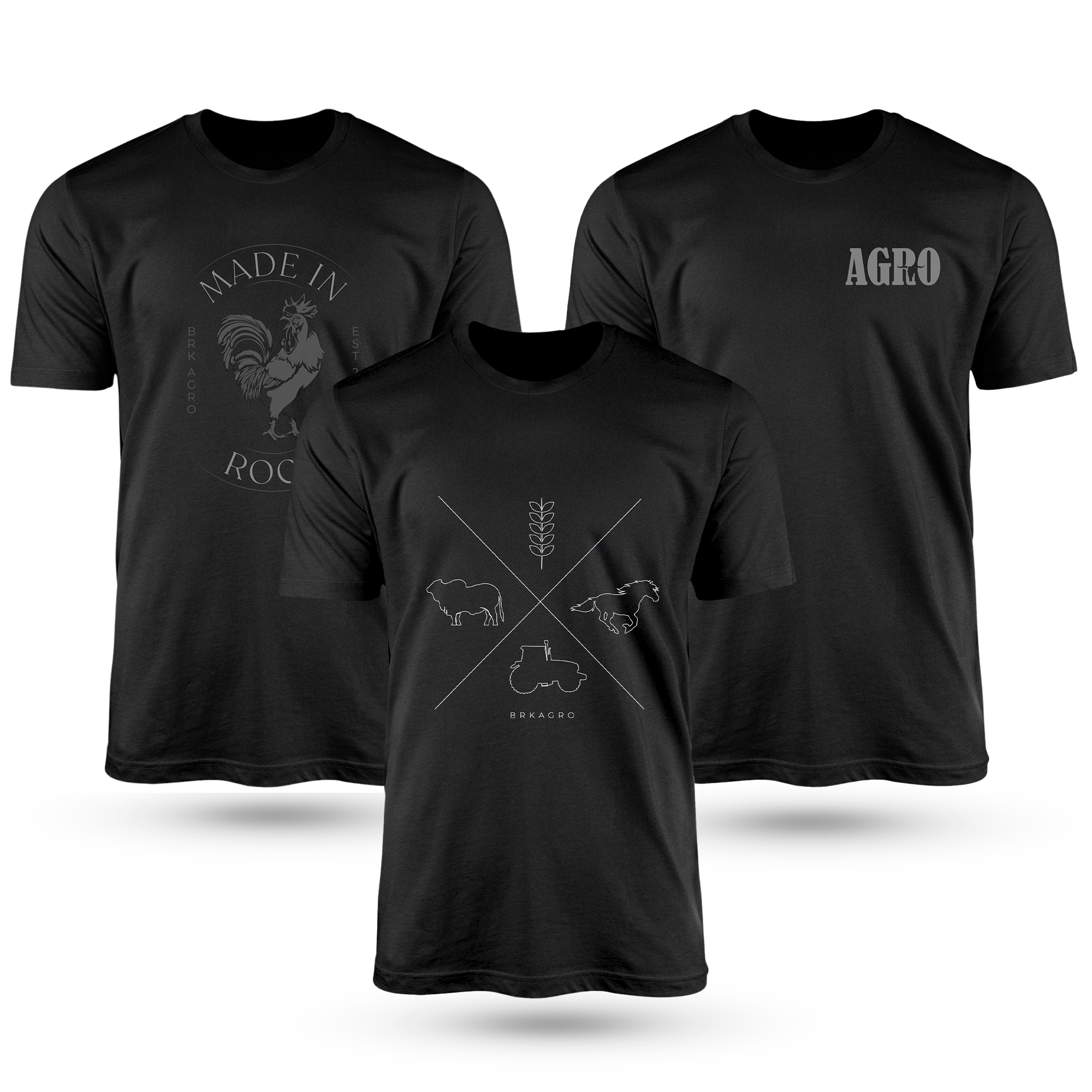 Kit Com 3 Camisetas De Algodão Coleção Agro Minimalista - Brk Agro