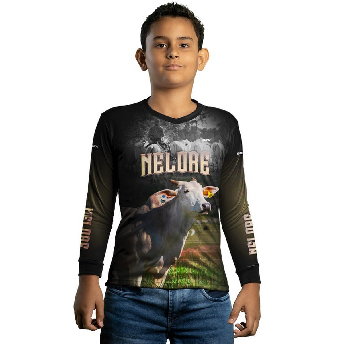 Camisa Infantil BRK Agro Raça Nelore com Proteção Solar UV  50+ - Brk Agro