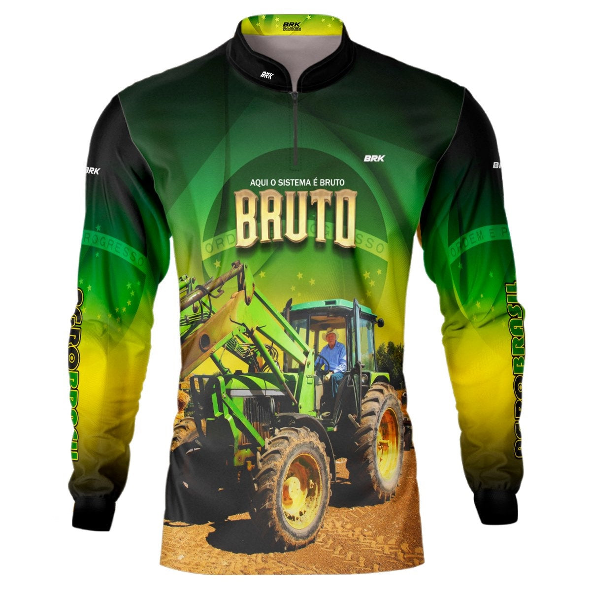 Camisa Agro Brk Trator Aqui o Sistema é Bruto com Proteção UV50+ - Brk Agro