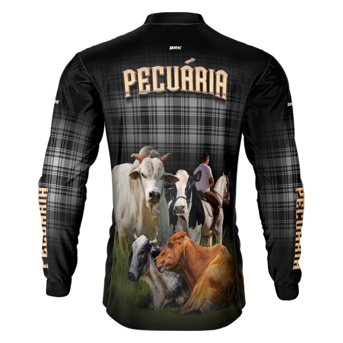 Camisa Agro Brk Country Xadrez Preta Pecuária com Proteção Solar UV50+ - BRK AGRO