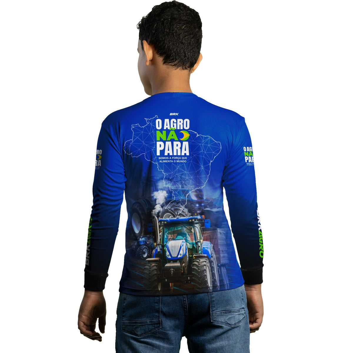 Camisa Agro Brk O Agro Não Para Trator Azul Claro com UV50+ - BRK AGRO