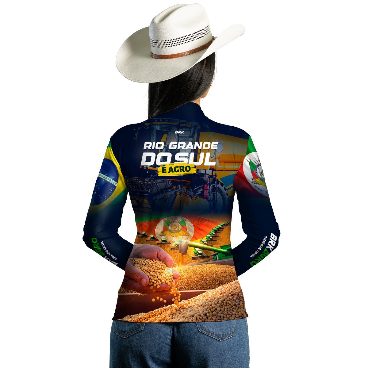 Camisa Feminina Agro Brk Rio Grande do Sul é Agro com Proteção UV50+ - Brk Agro