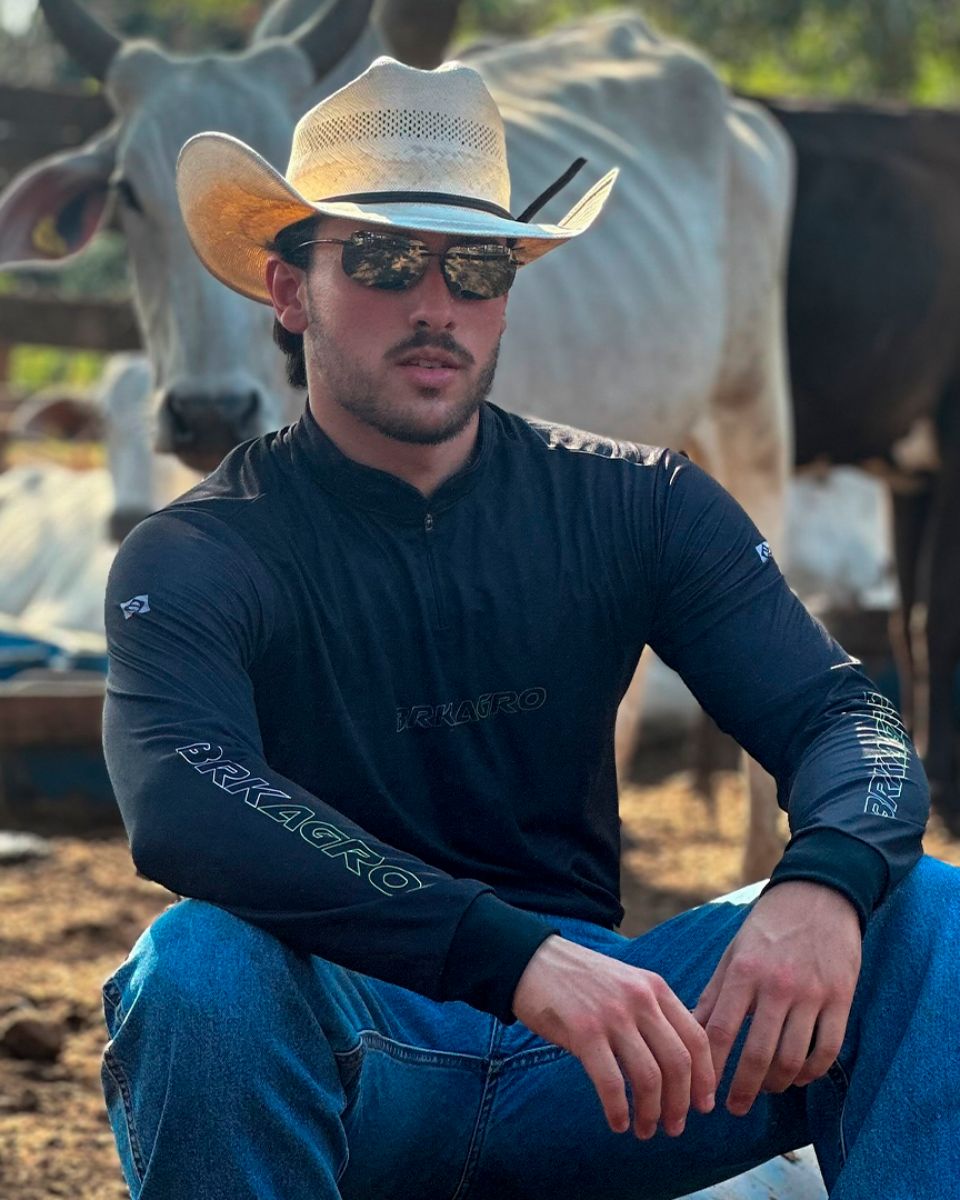 Camisa Agro Brk Básica Preta com Proteção Solar UV50+ - Brk Agro