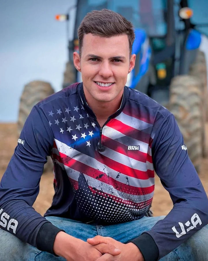 Camisa Brk Estados Unidos Com Proteção Solar UV50 Envio Imediato
