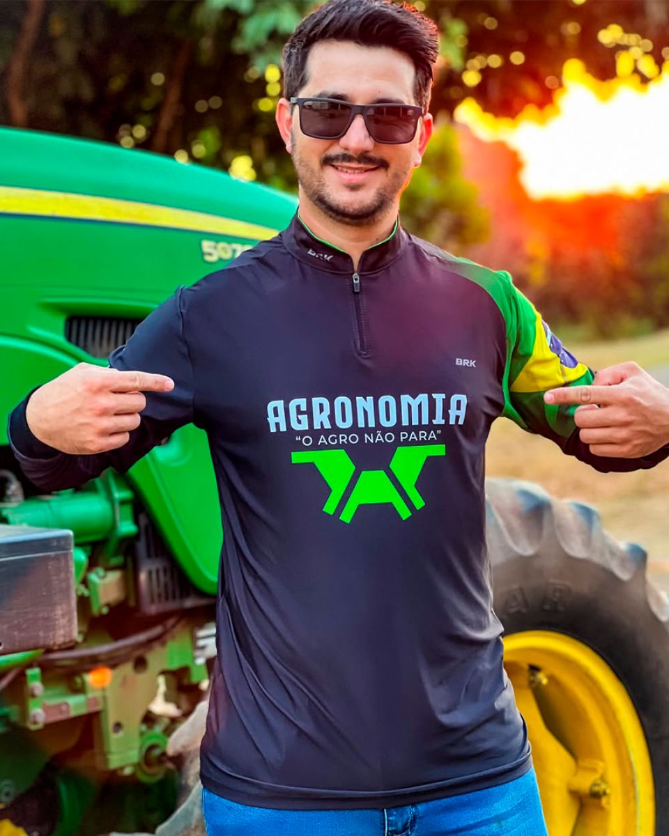 Camisa Agro Brk Agronomia Preta com Proteção UV50+ - Brk Agro