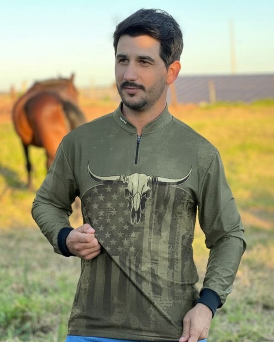 Camisa Agro Brk Skull Long Horn com Proteção UV50+
