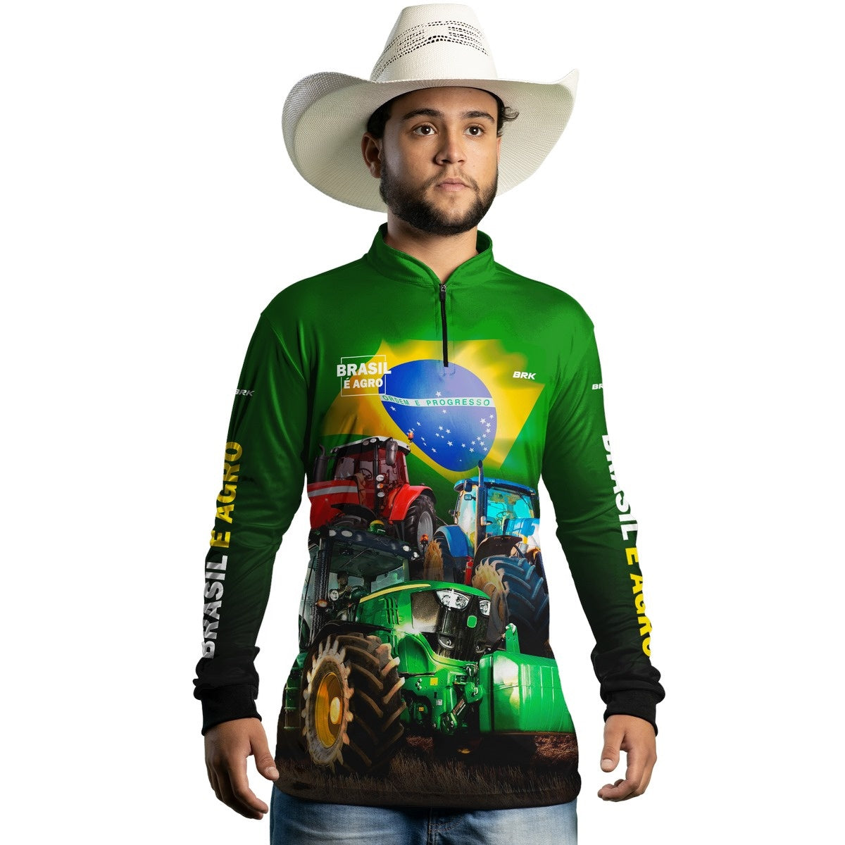 Camisa Agro Brk Brasil é Agro Verde com Proteção UV50+ - Brk Agro