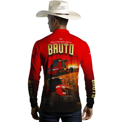 Camisa Agro Brk Vermelha Sistema é Bruto com Proteção Solar UV50+ - Brk Agro