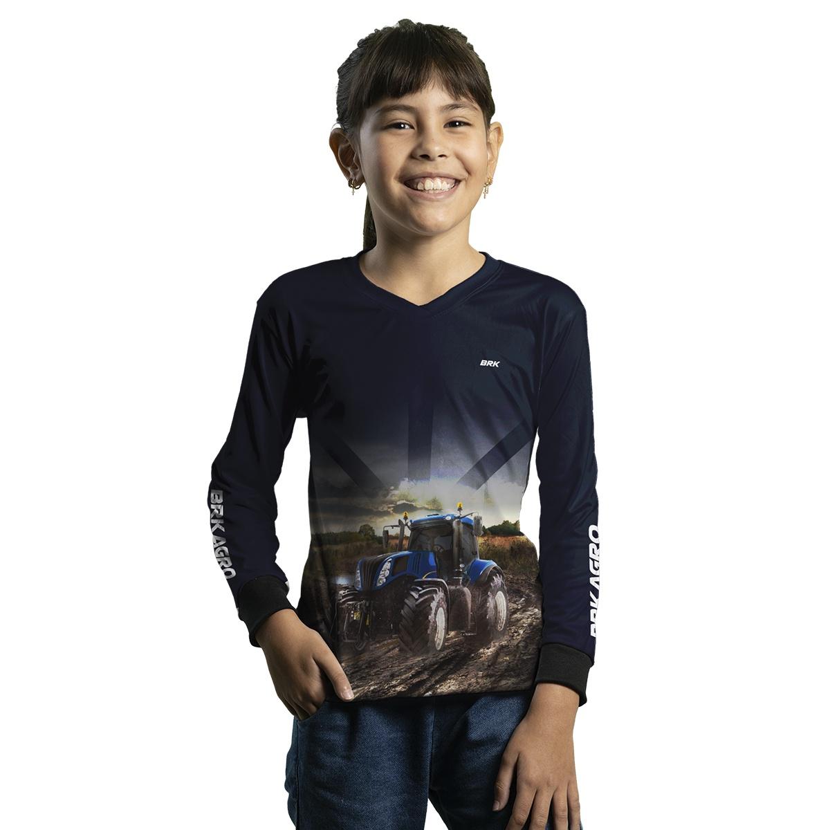 Camisa Agro Brk Azul Marinho Trator T8 com Proteção Solar UV50+ - Brk Agro