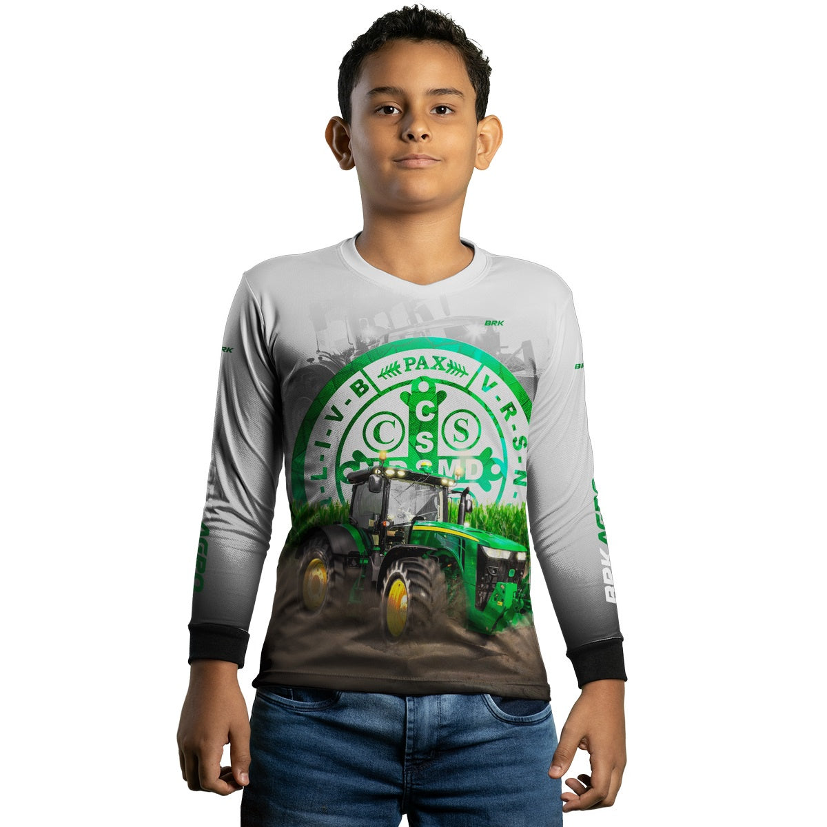 Camisa Agro Brk Trator São Bento Branca com UV50+ - BRK AGRO