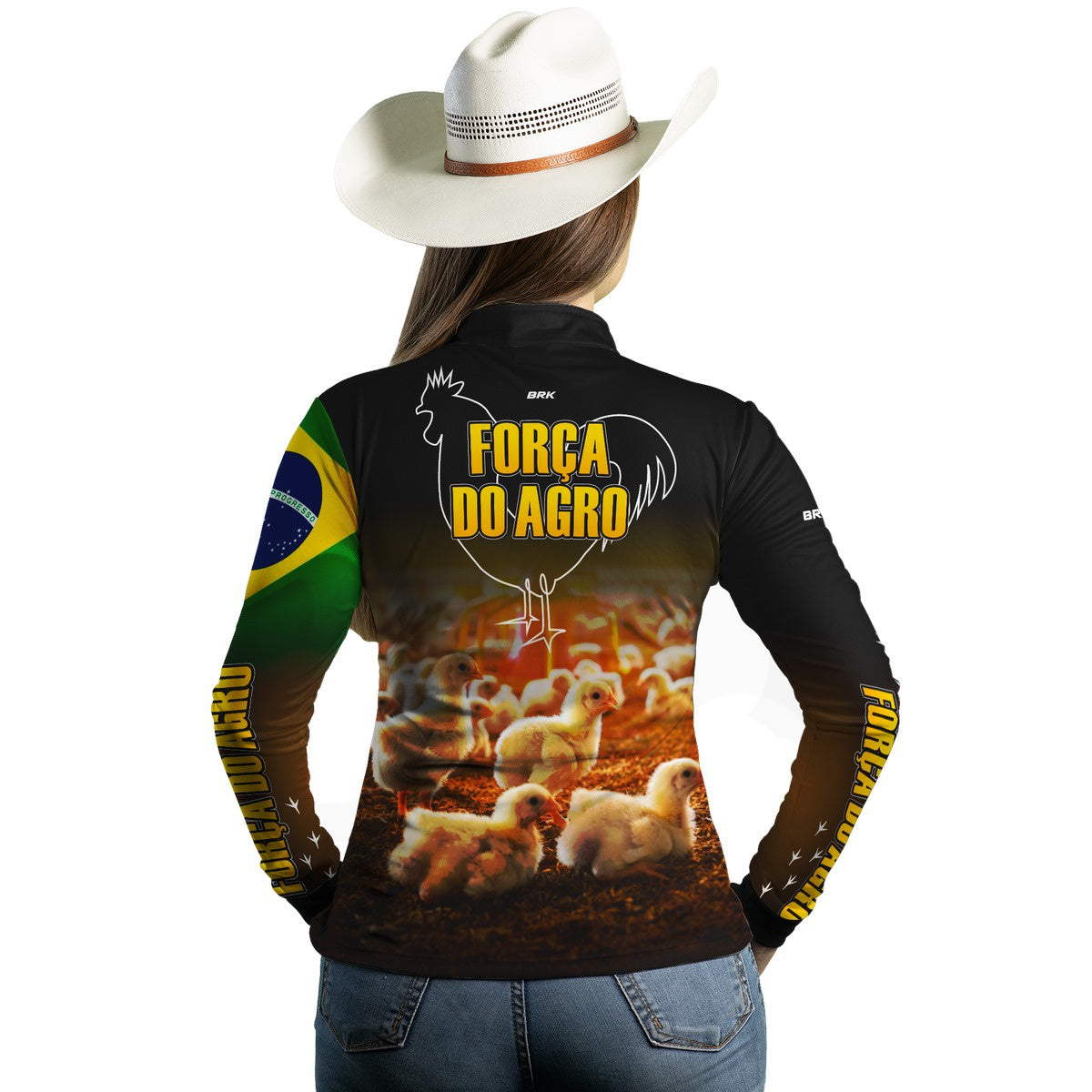 Camisa Feminina Agro Brk Força do Agro - Granja com Proteção Solar UV50+ - Brk Agro