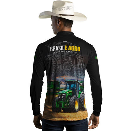 Camisa Agro Brk Preta Brasil é Agro com UV50+ - Brk Agro