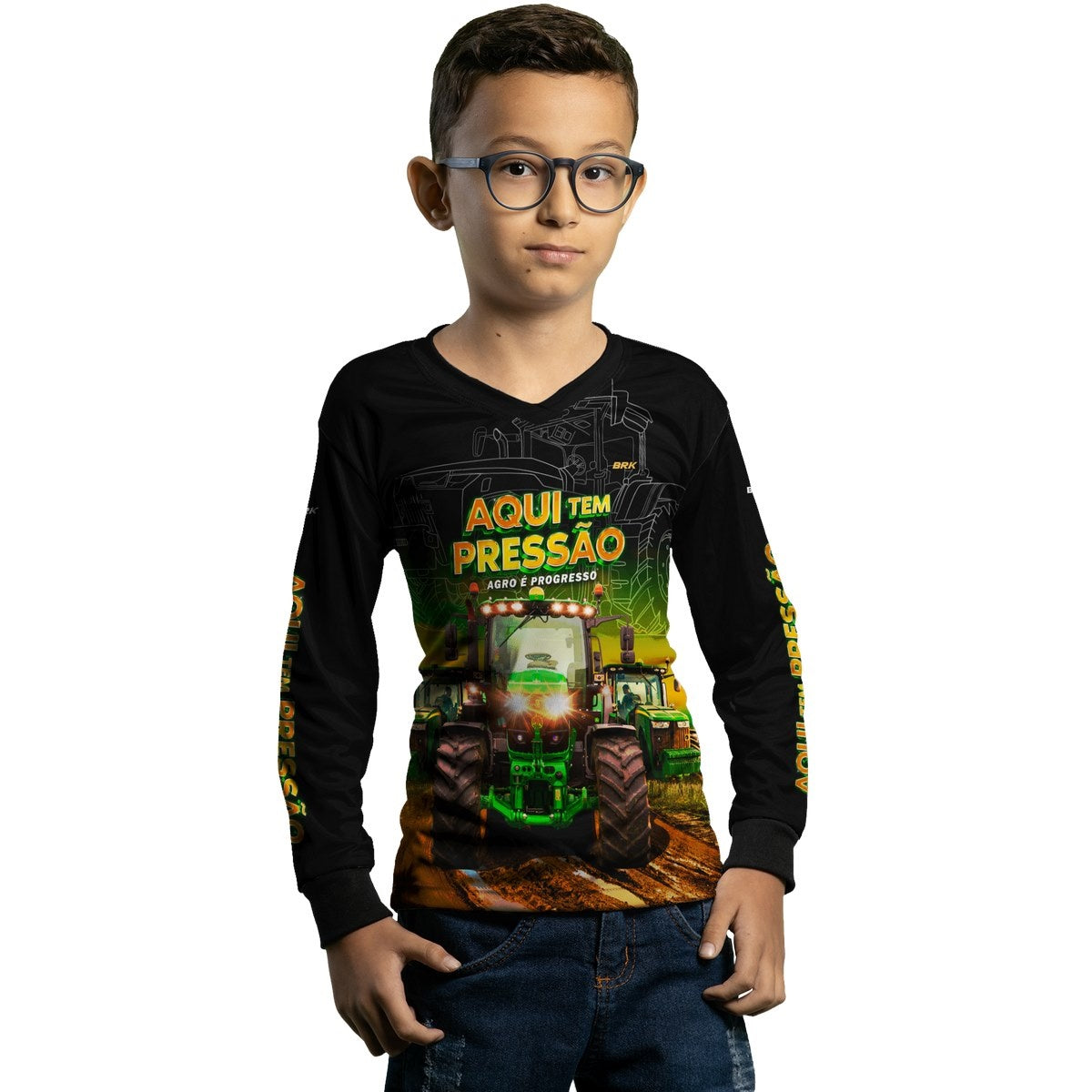 Camisa Infantil Agro Brk Aqui Tem Pressão UV50+ - Brk Agro