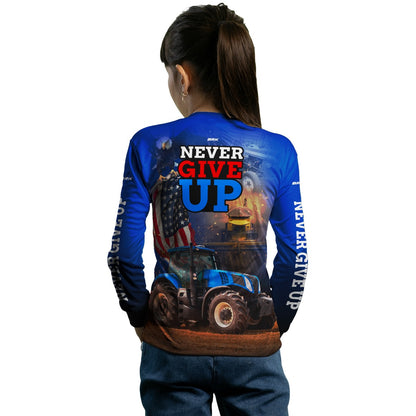 Camisa Agro Brk Azul Trator Never Give Up com Proteção Solar UV50+ - Brk Agro